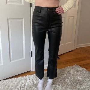 zara faux leather flare pants
